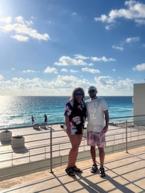 Balcony coming down from one of the restaurants