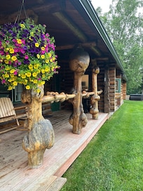 Beautiful details of cabin porch