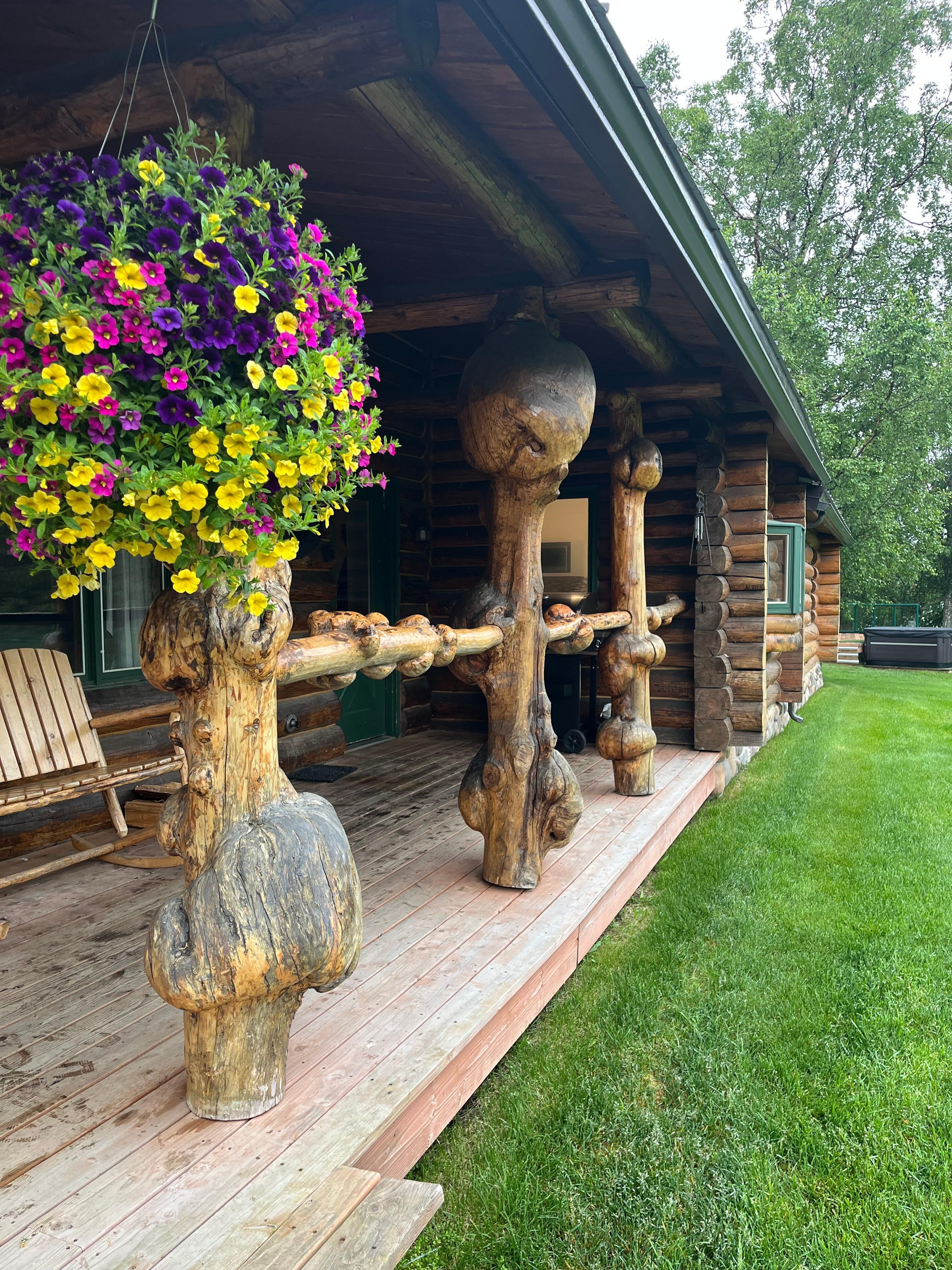 Beautiful details of cabin porch