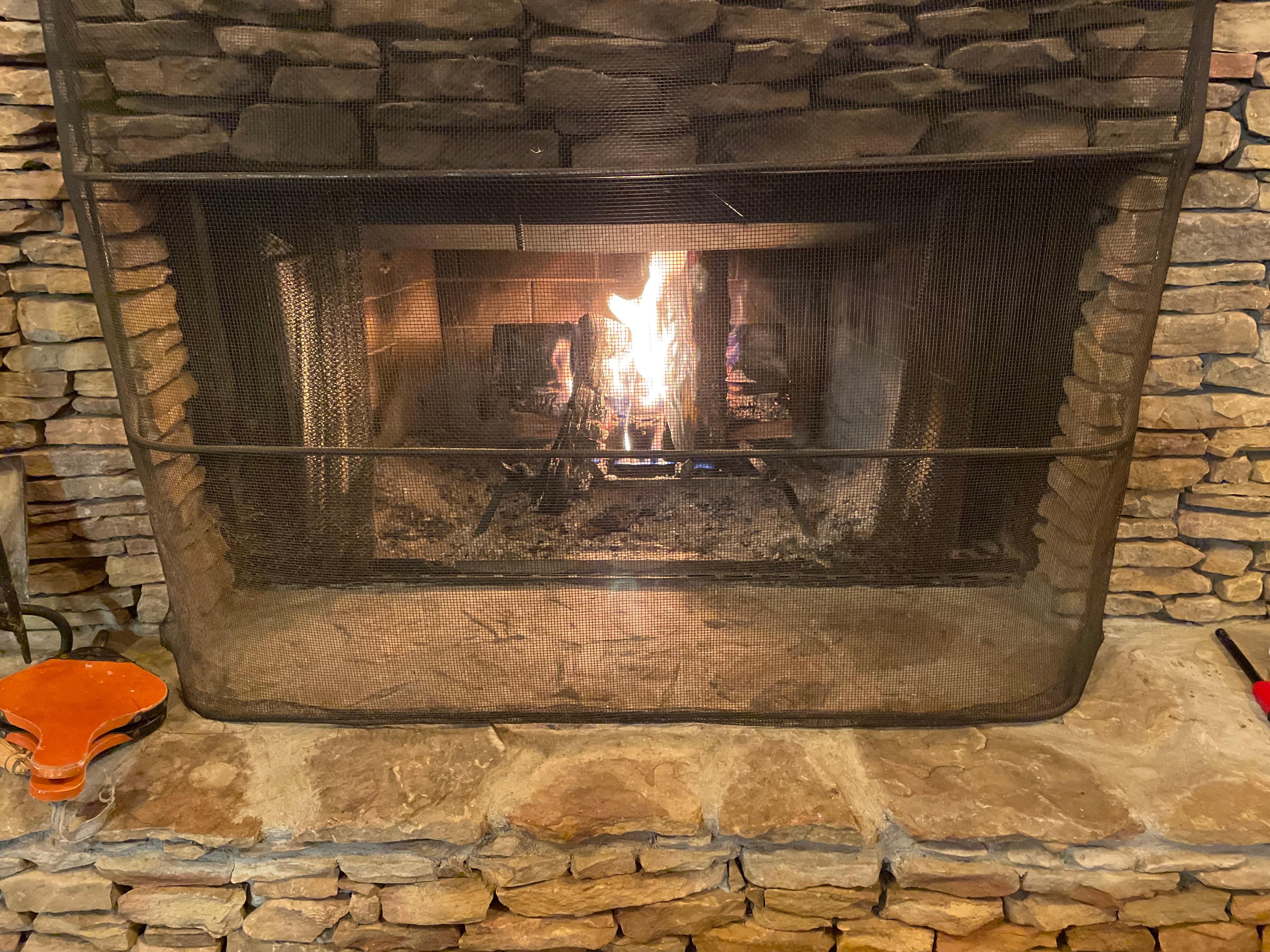 Great wood burning fireplace.