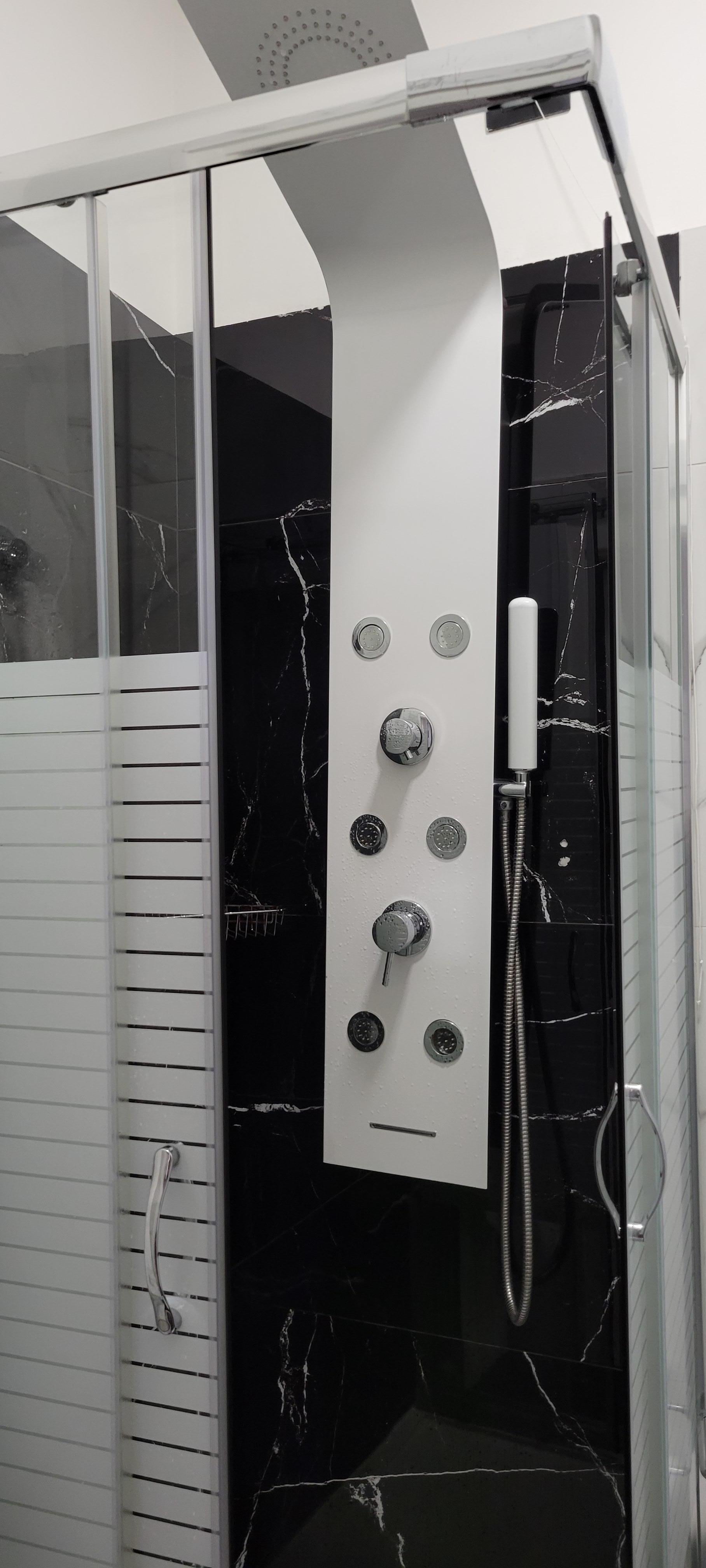 The semi-functional shower, only the water from the top worked.