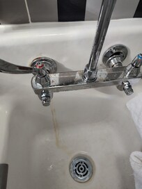 Broken faucet. Watch out for high flow splash.