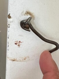 Looked like dried blood on the bathroom door
