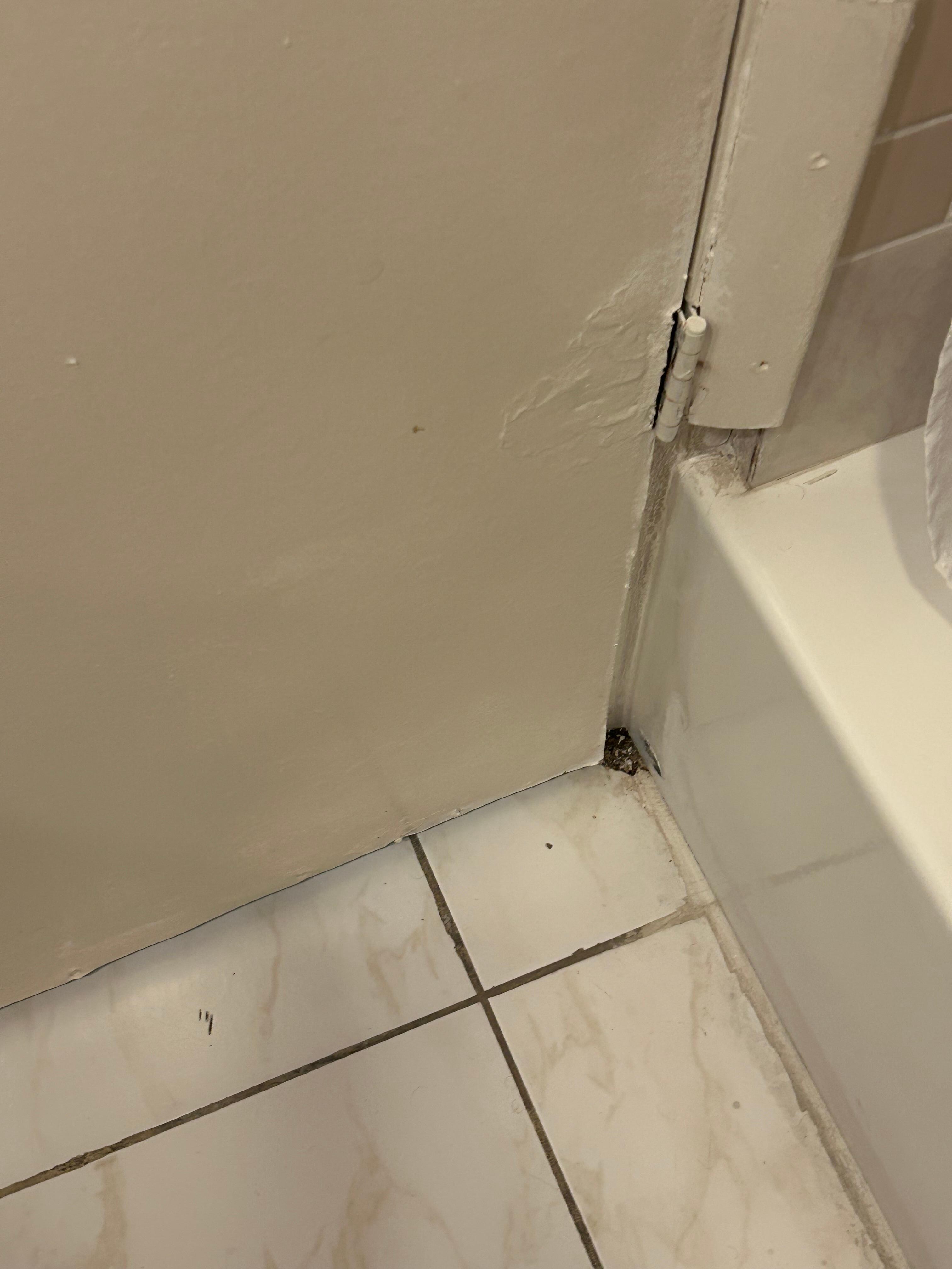 Door trim in bathroom 