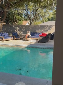 Nice big heated pool & beautiful seating area with a pit to make snores
