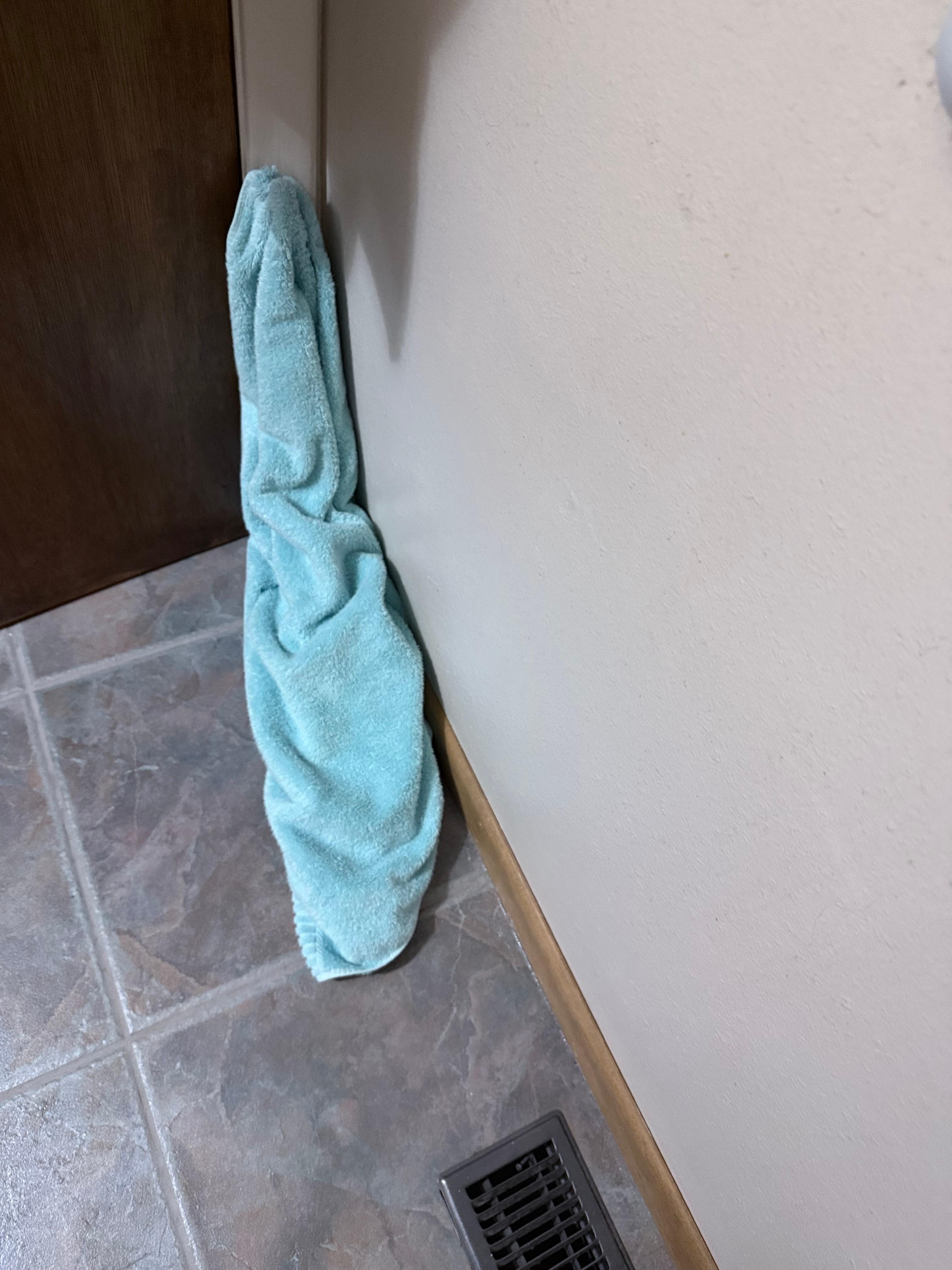 Towel left from
Previous stay? Gross