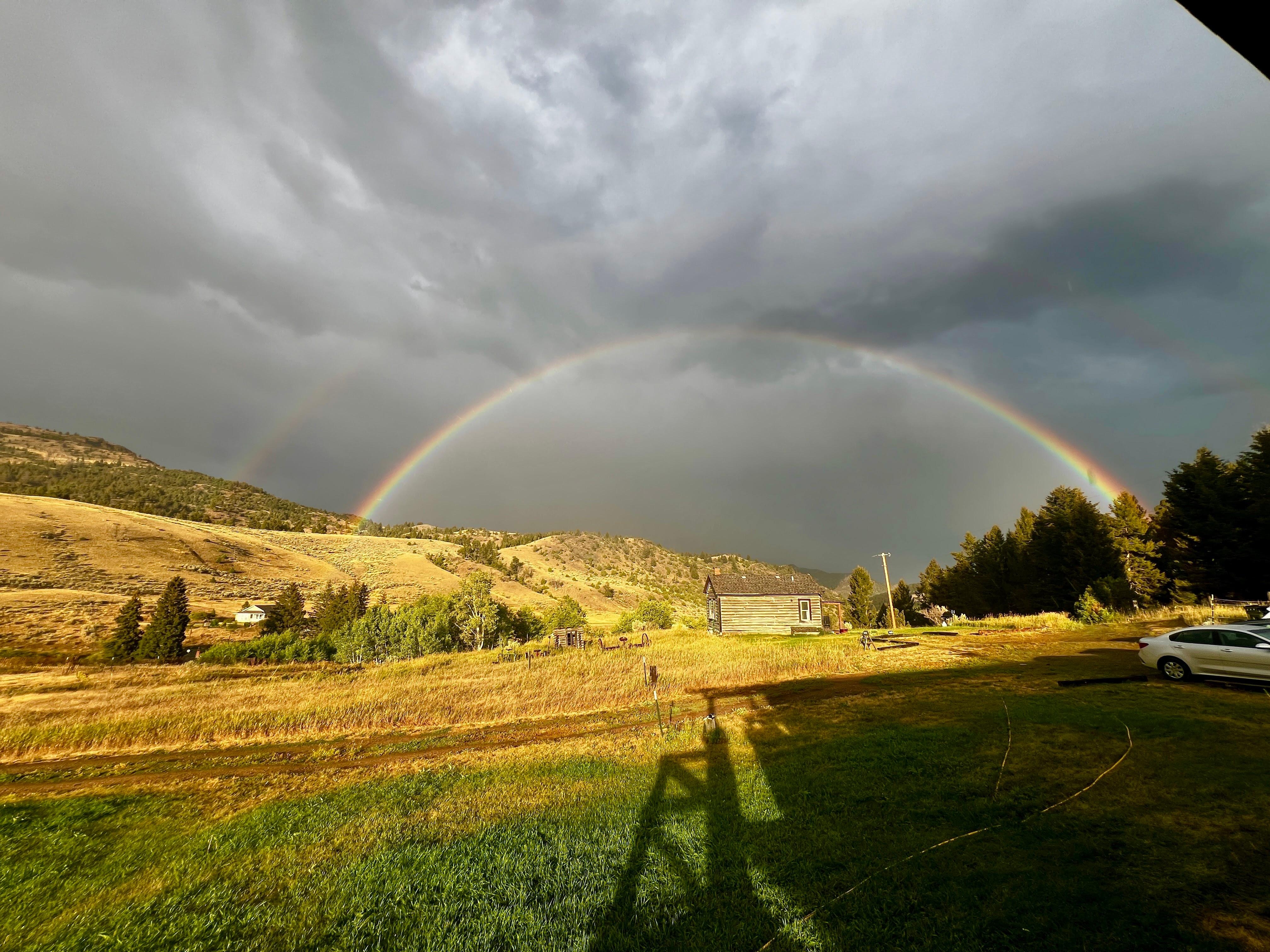 A double rainbow viewed from the Cabin. 