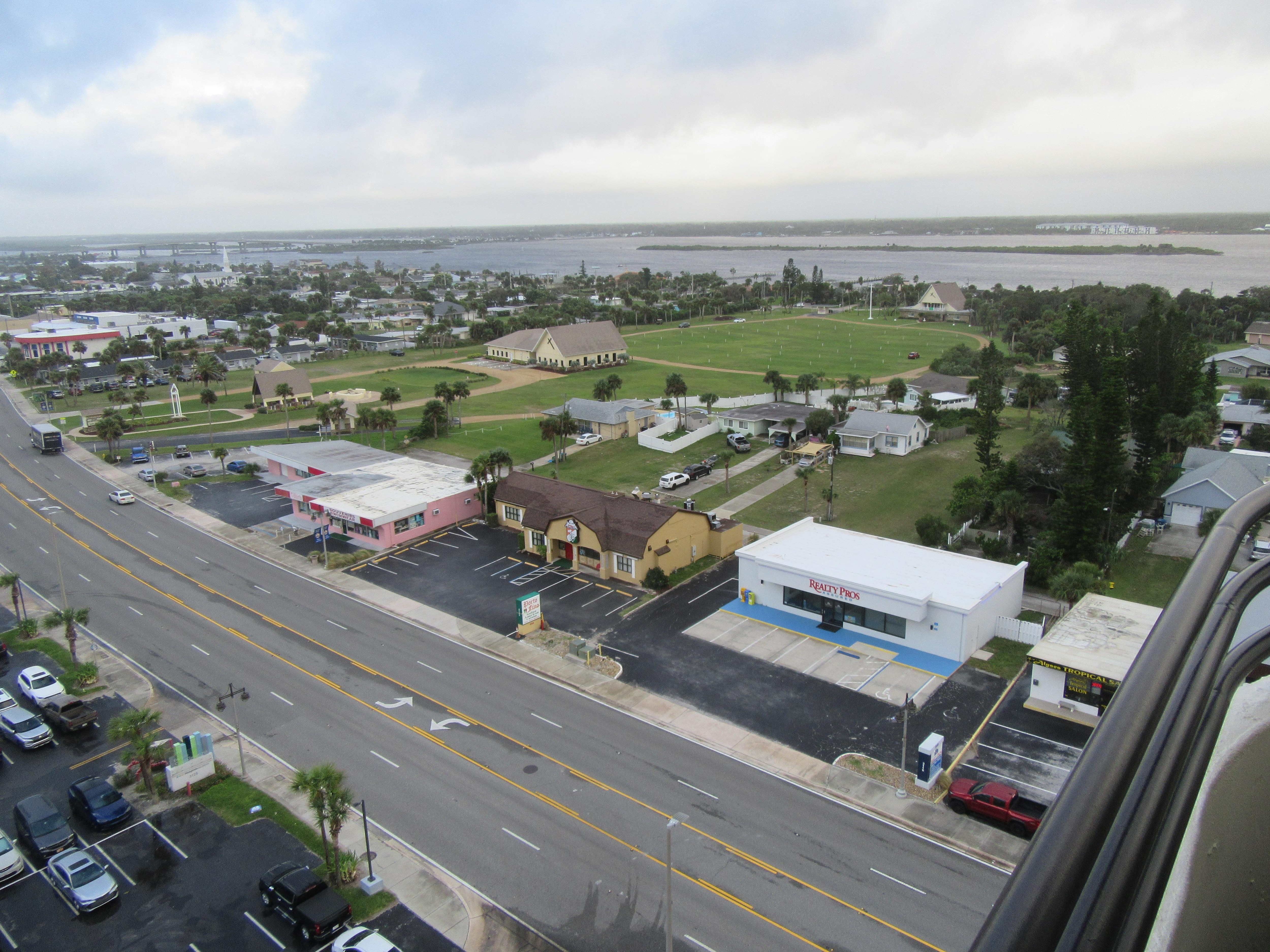 Looking across the street to the drive in church.