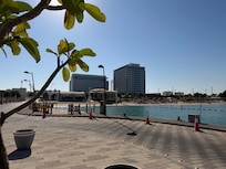 hotel pictured from the marina