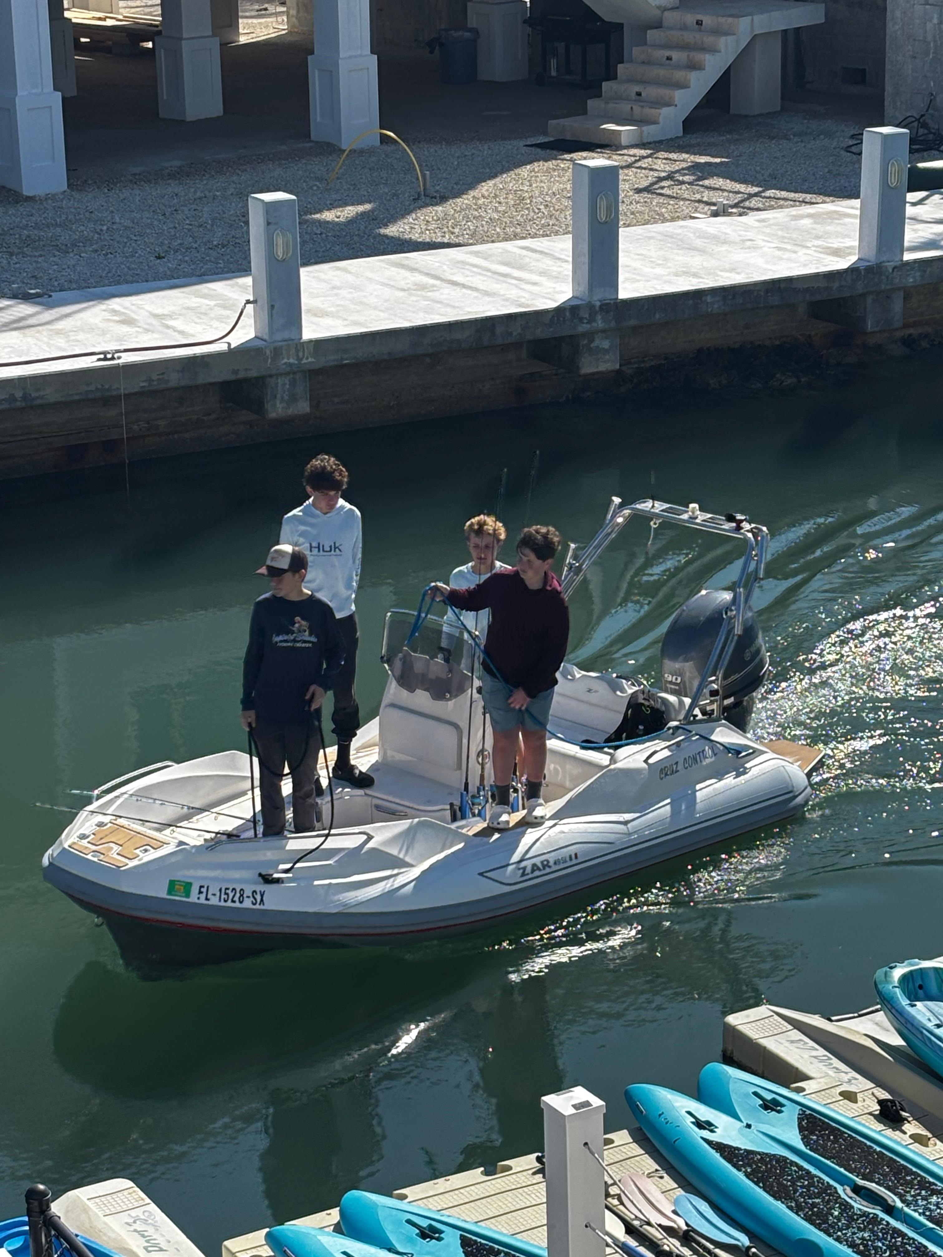 Kids coming back from fishing.