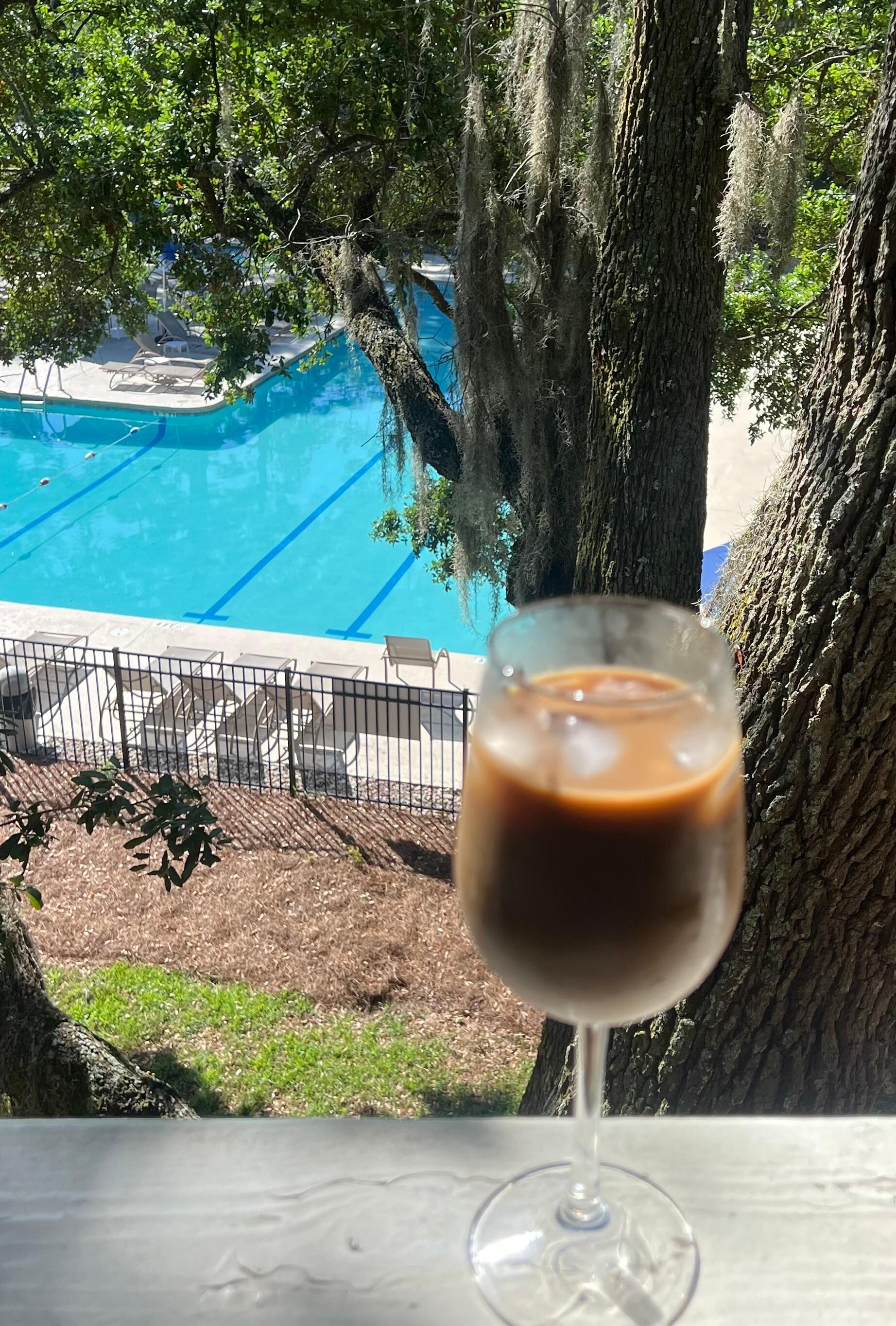 View from the balcony with my morning cold coffee 