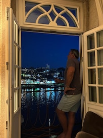 Evening wine from lower balcony.