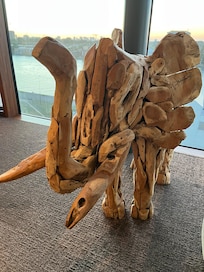 Sculpture in the rooftop bar.