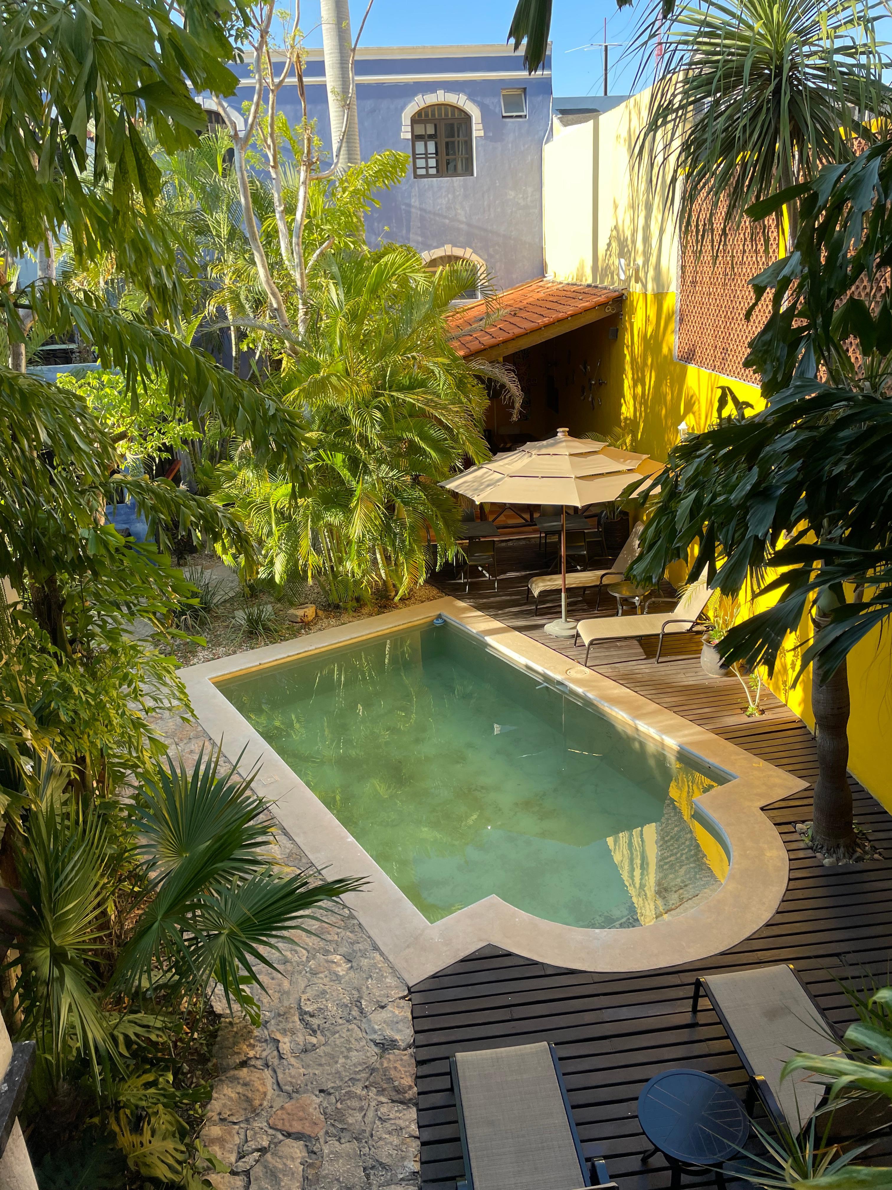 Der Pool ist nicht mehr im gepflegtesten Zustand.