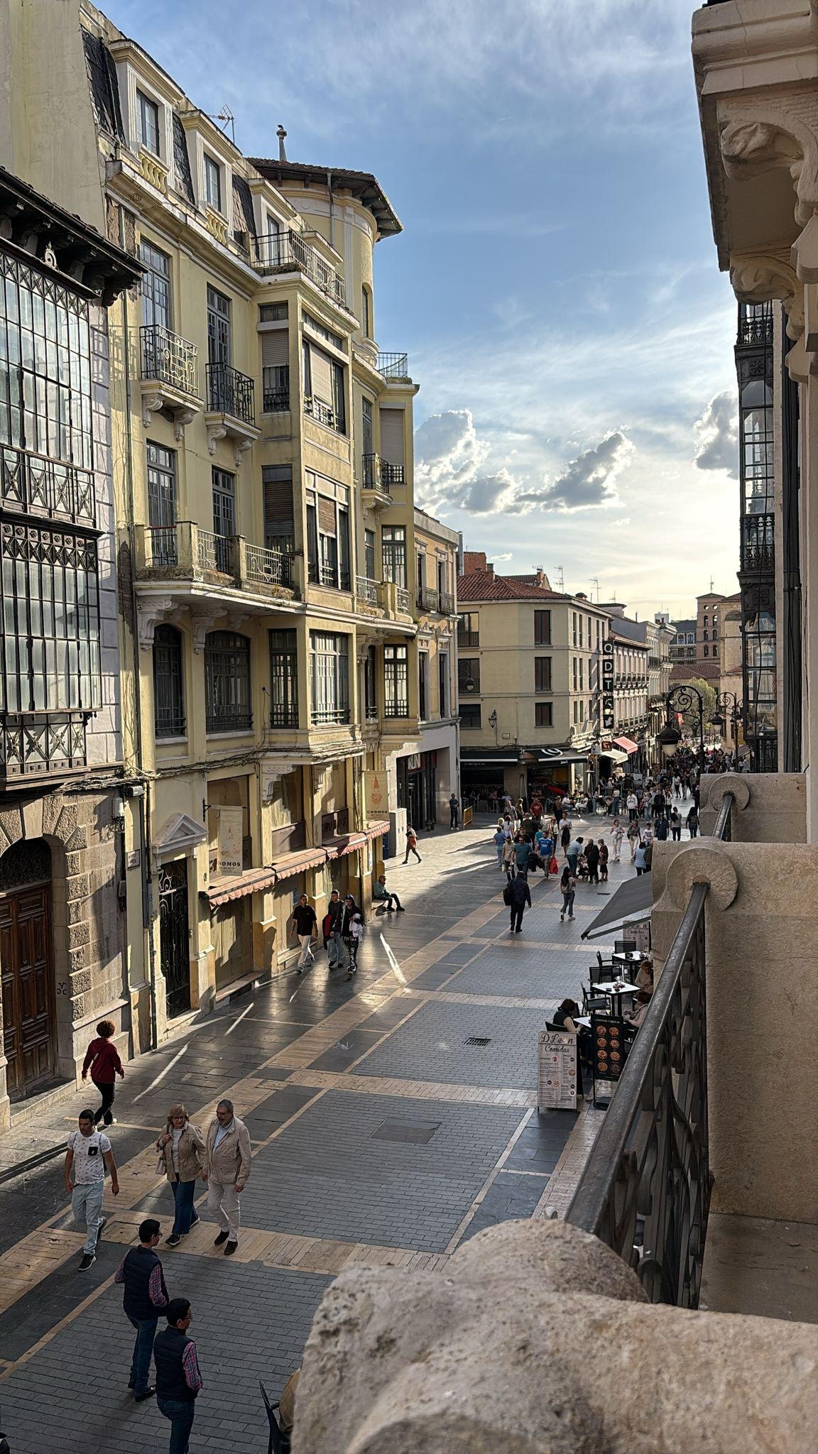 View from the balcony in the suite, looking down the main street.