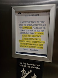 I don't mind paying for parking as long as there are some available. However, the hotel didn't follow its own established policies. This was posted in the elevator.