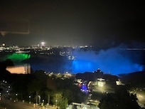 Falls at night.