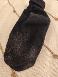 My son's socks from only a couple of hours after arrival.