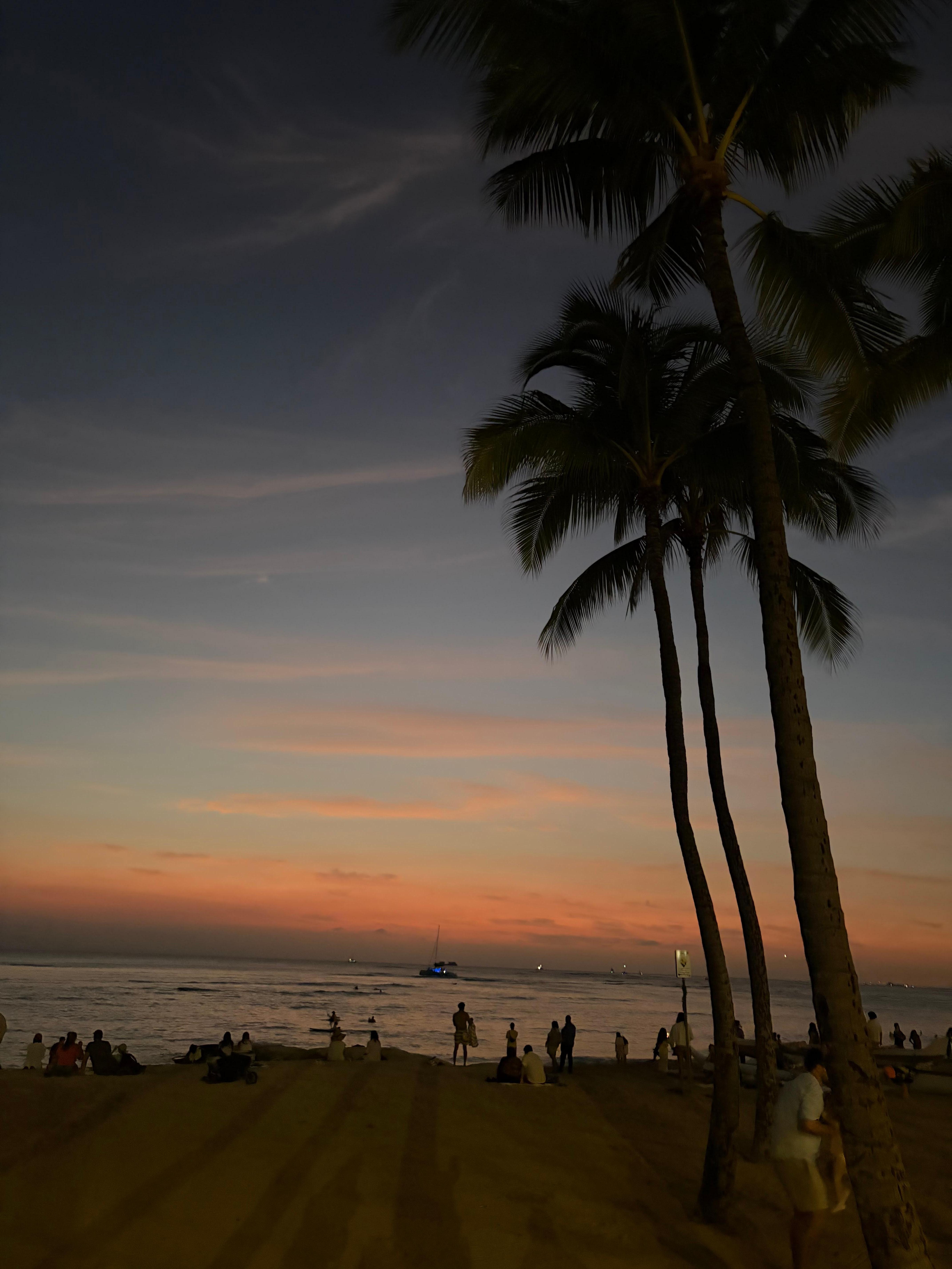 Sunset on beach boulevard near hotel