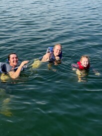 Swimming in the lake.