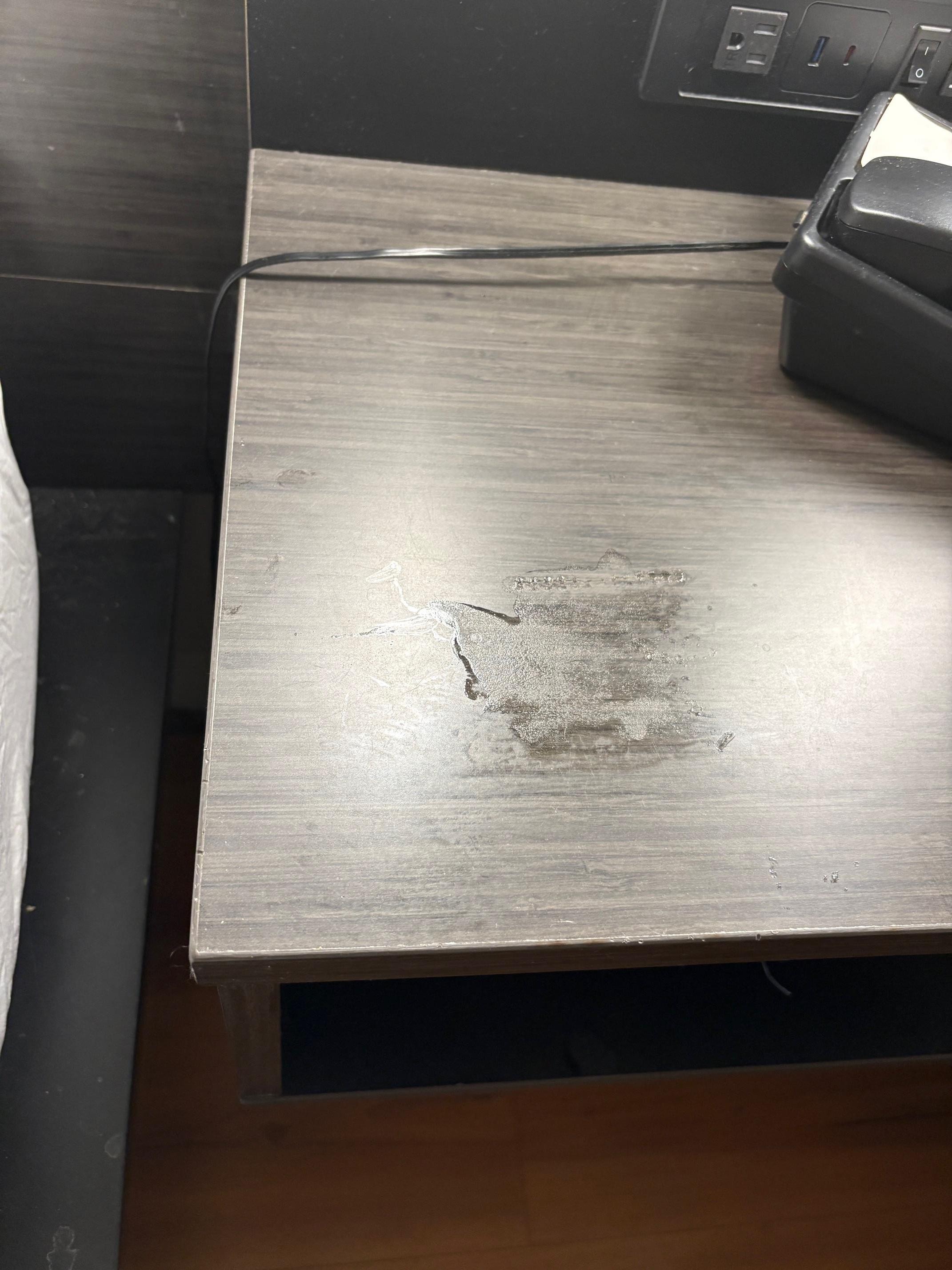 food and dried liquid on surfaces.