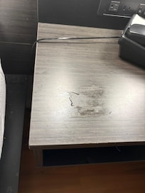 food and dried liquid on surfaces.