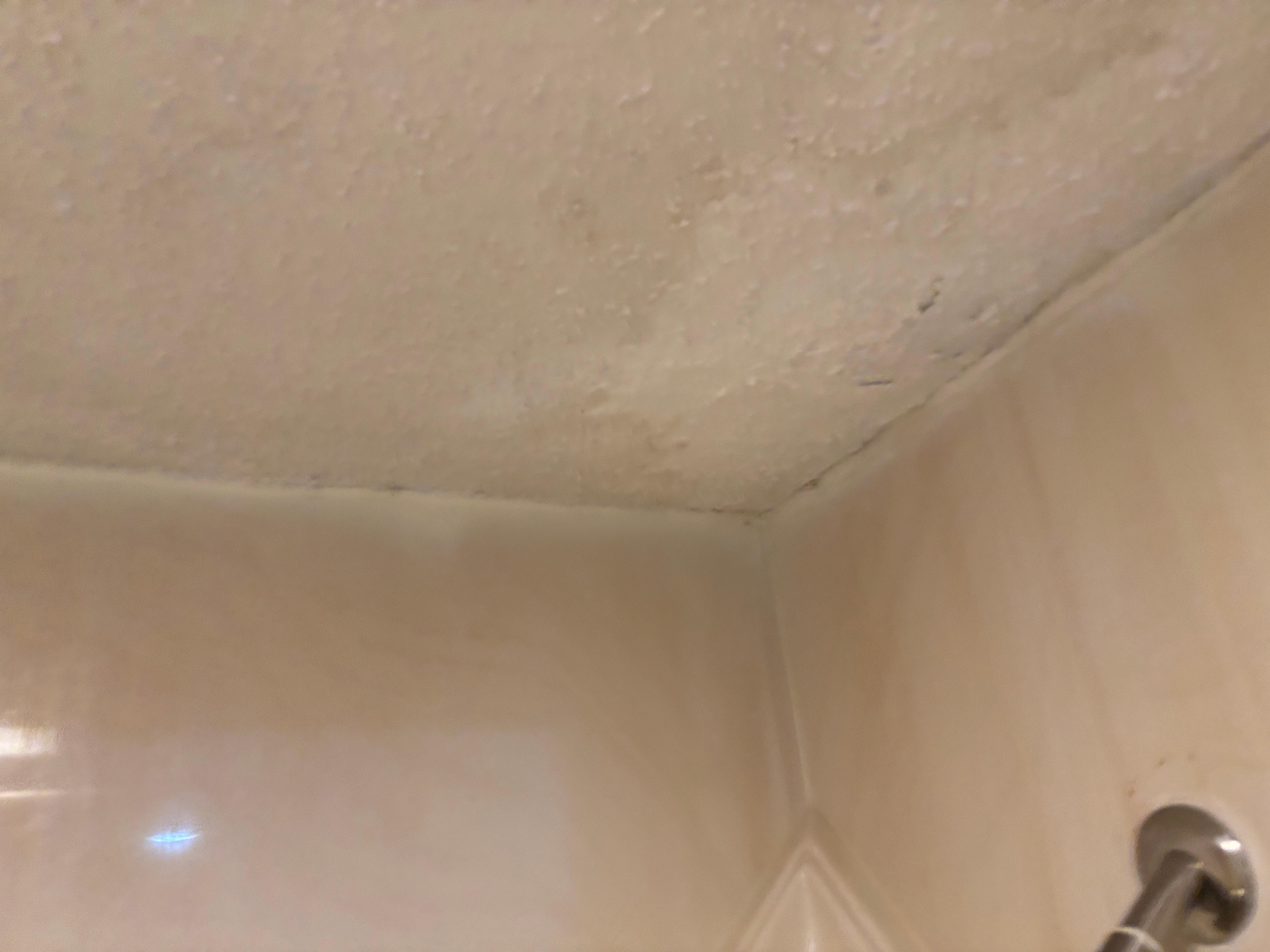 Ceiling over shower looks ready to fall on you 