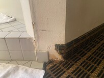 Carpet extremely old, falling apart and missing in places