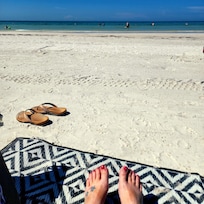 Sarasota Beach on Siesta Key. Less than 10 minute drive. Lots of parking and easy access.