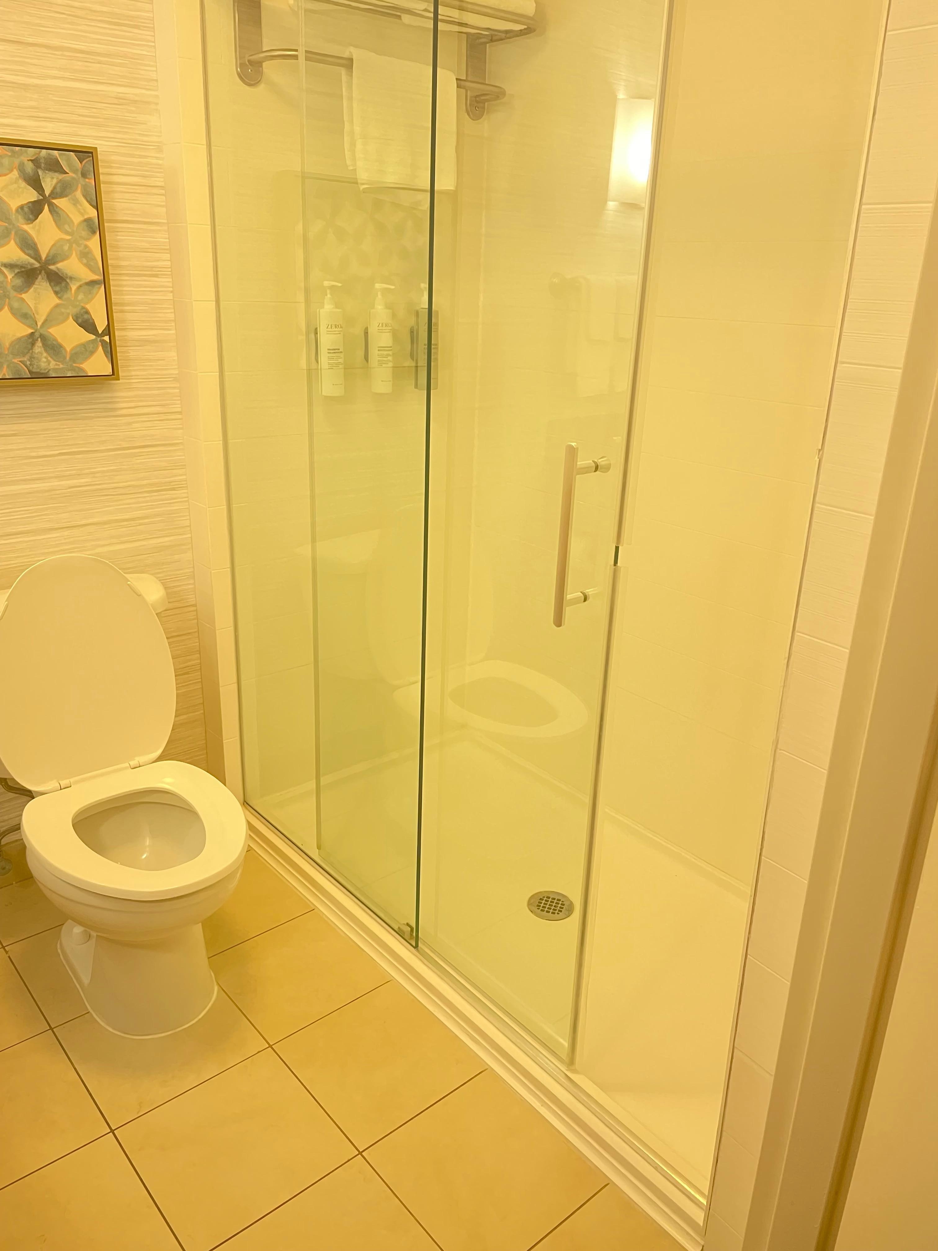 Loved this shower space but found the showered head way too high for my 5’6” height. Not a fan. Had a hard time changing the shower head flow to my liking due to the height. 