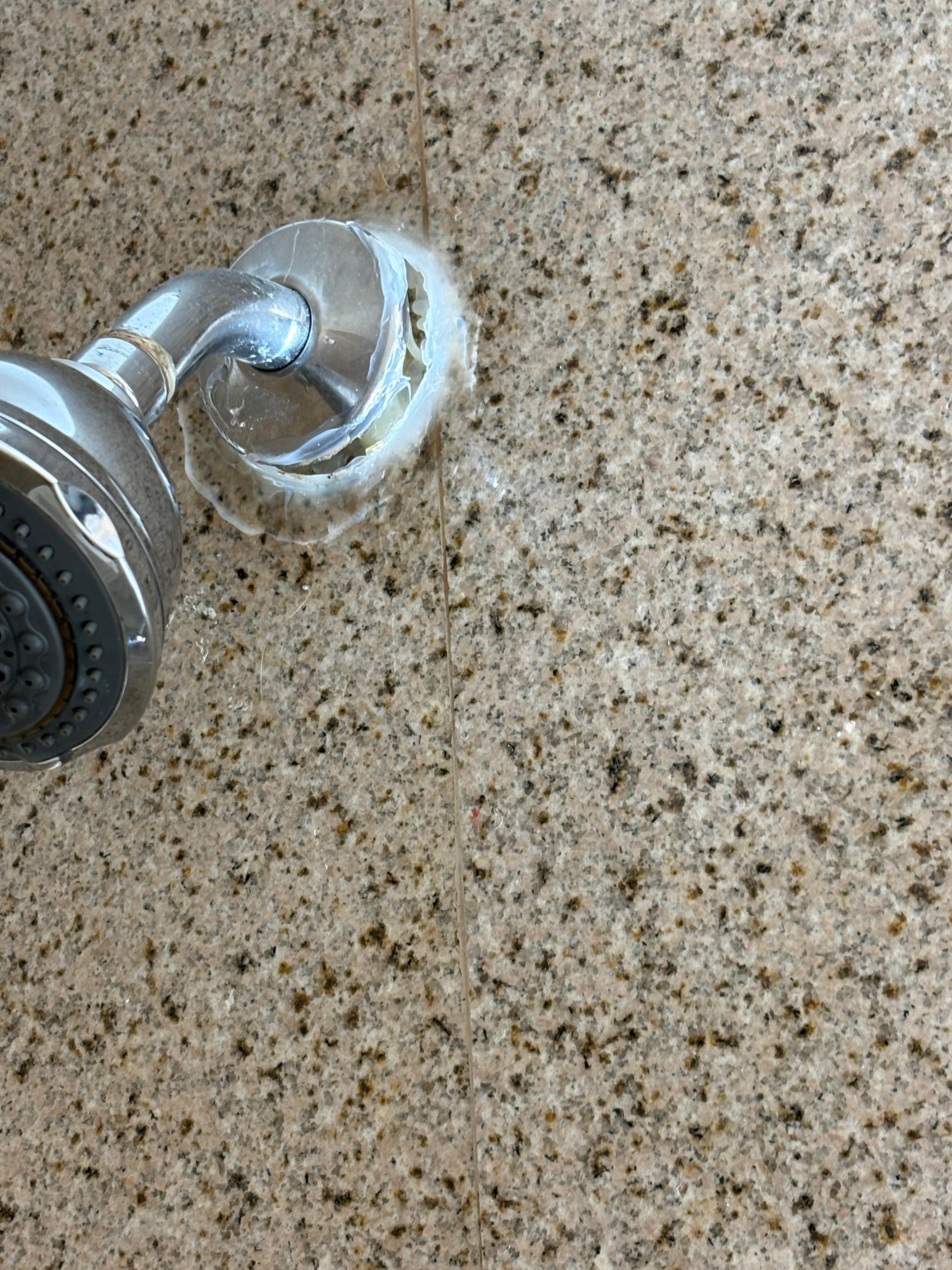 Shower head coming out of wall