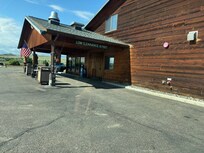 Front door and parking area