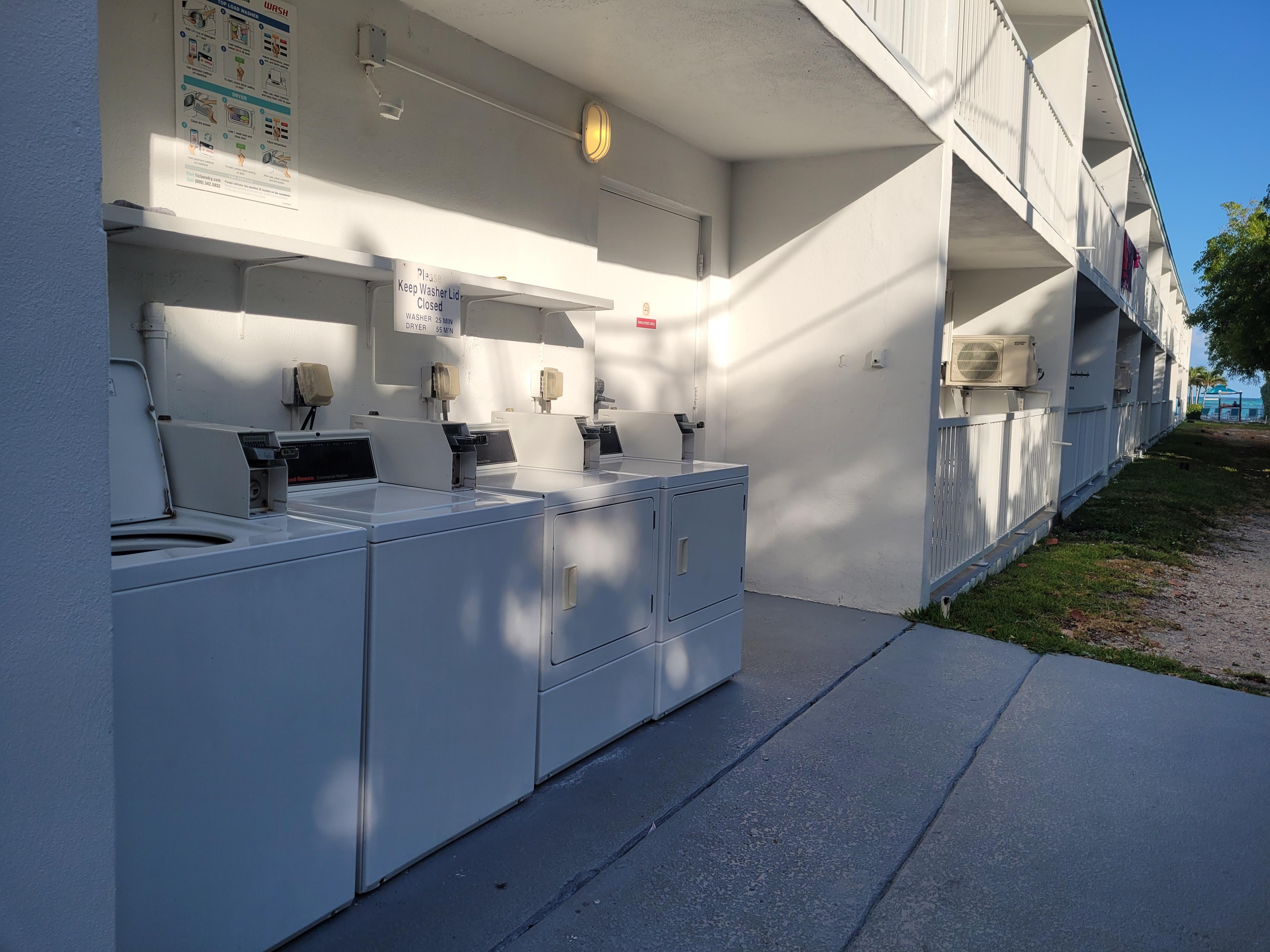 Outdoor coin-op washers and dryers (2 each)