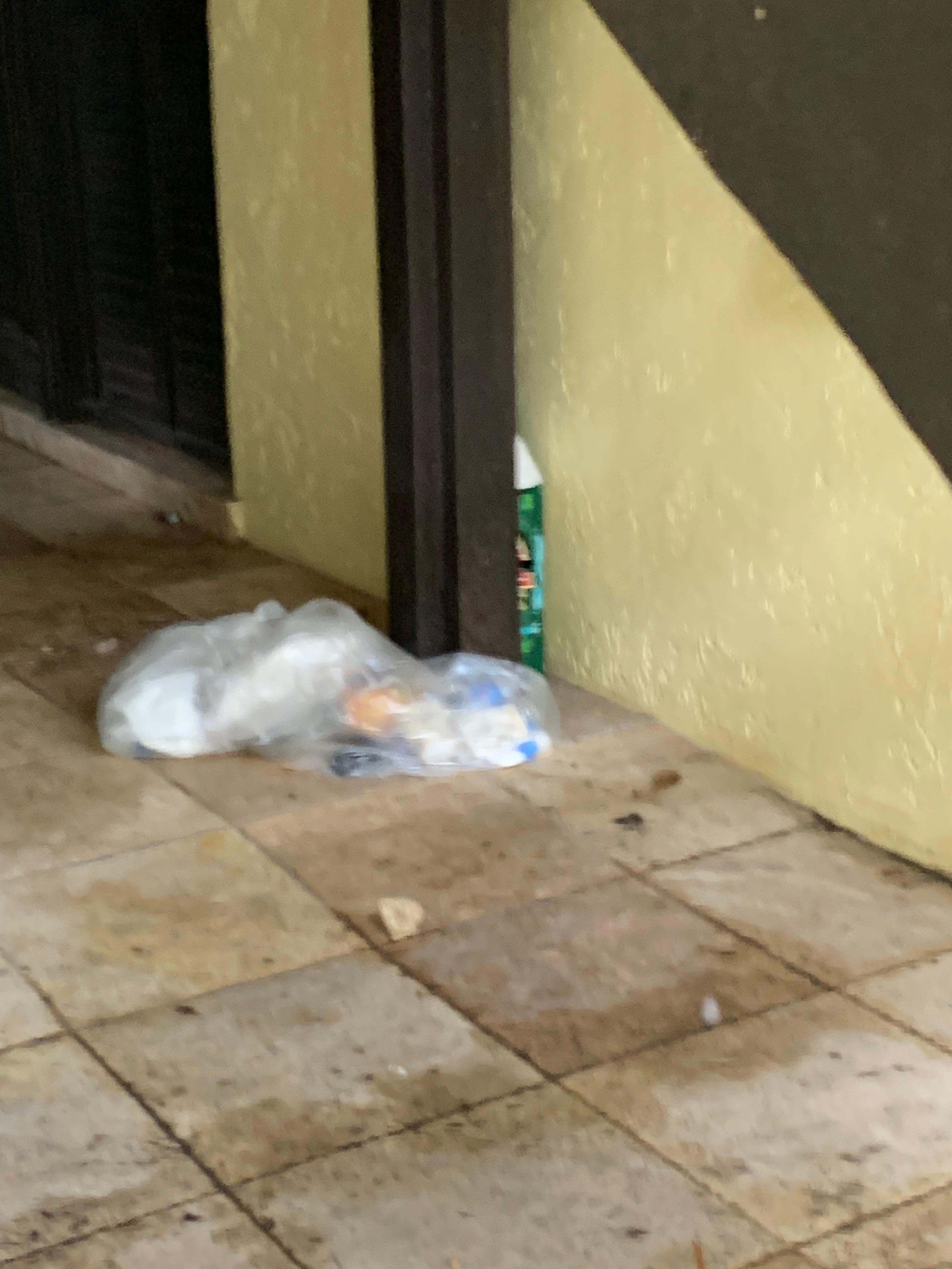 Trash left outside in this hotel room area the whole stay