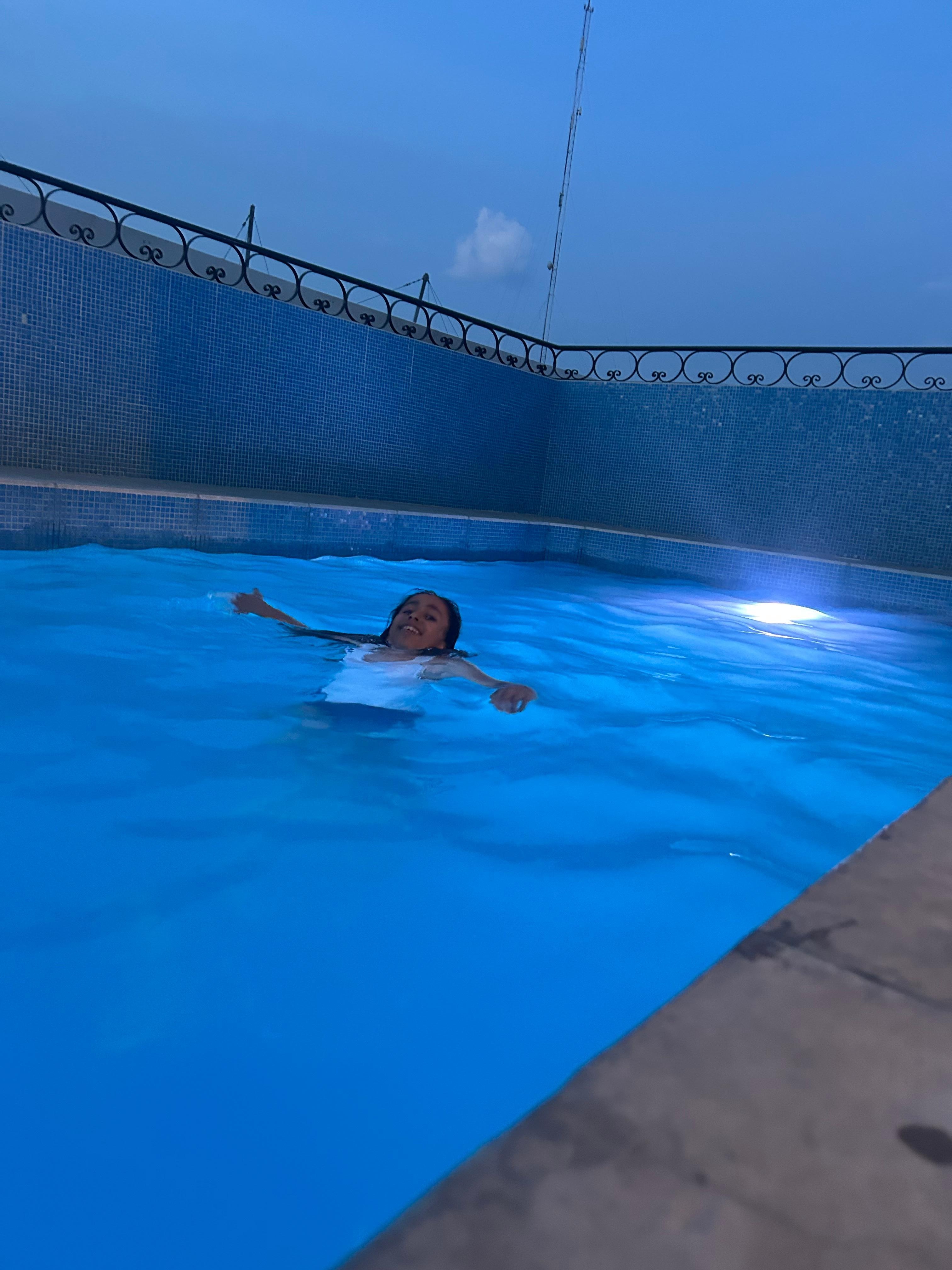 The pool on top of the building is nice