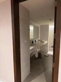 And this is the restroom a Jack and Jill with a large walk-in shower, beautiful