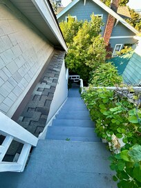 The stairs up to the property