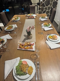 Dinner that we had prepared by a chef