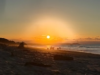 Sunset every night - fishing folk and bonfires scattered along the beach