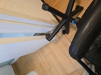 Chair I used to block the door to lock it because I was afraid to go back outside to leave