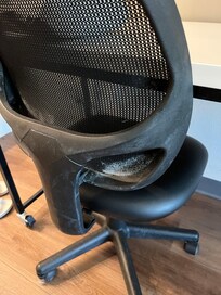 Desk chair and desk were filthy.