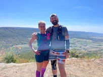 My brother and I at our trail race. Looking forward to going back to our comfortable cottage after a long brutal race!
