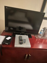 A small TV and DVD player