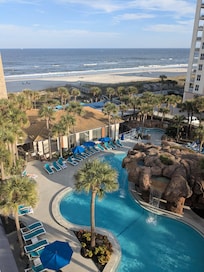 Hotel room , ocean side view.