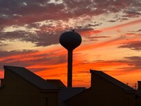 Sunrise view from the deck off the kitchen.