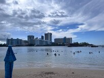A view of the Caribe Hilton from across the bay.