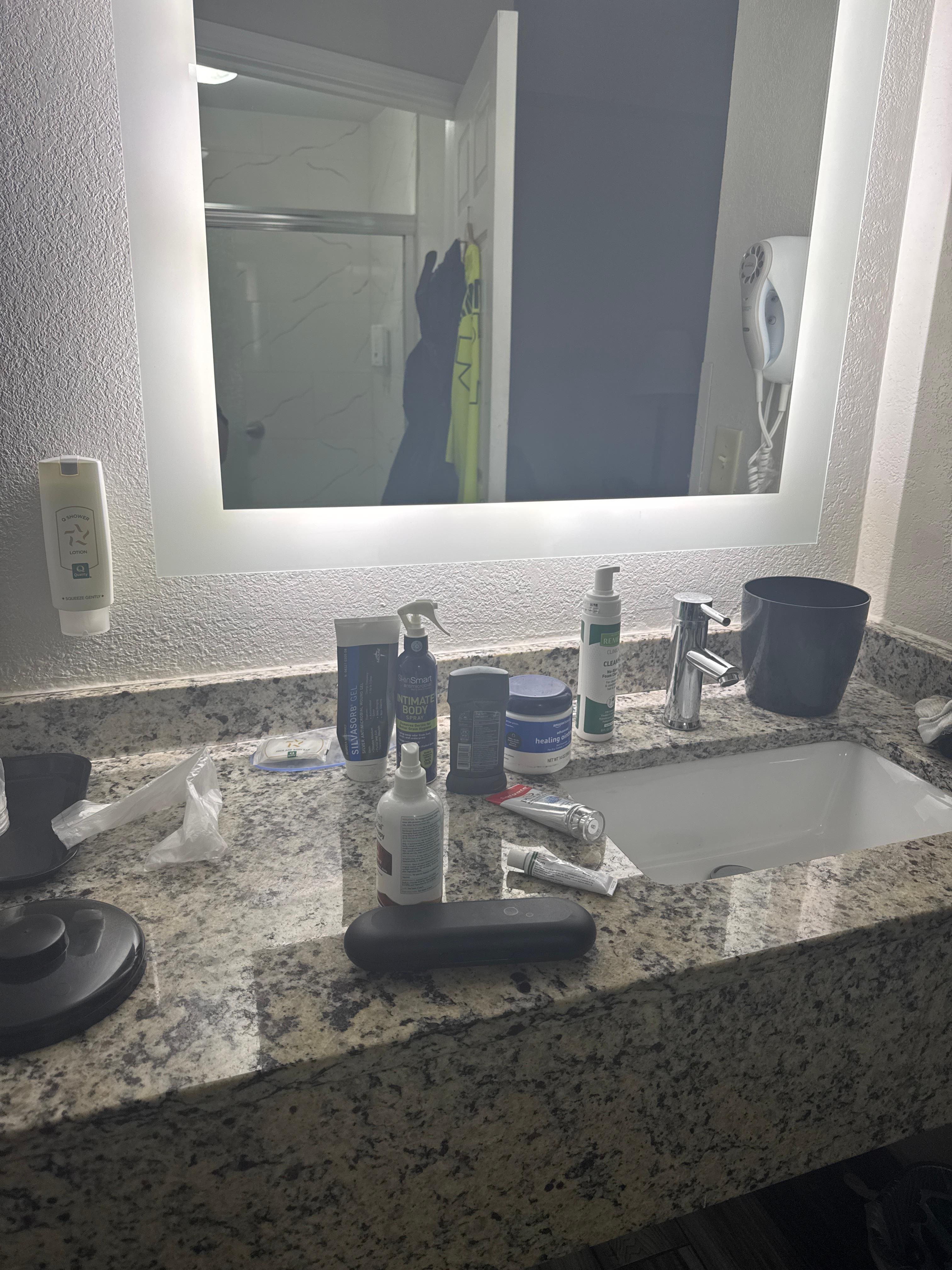 The sink outside of bathroom 