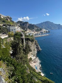 Cliffside 5 star hotel. Elevator down to beach