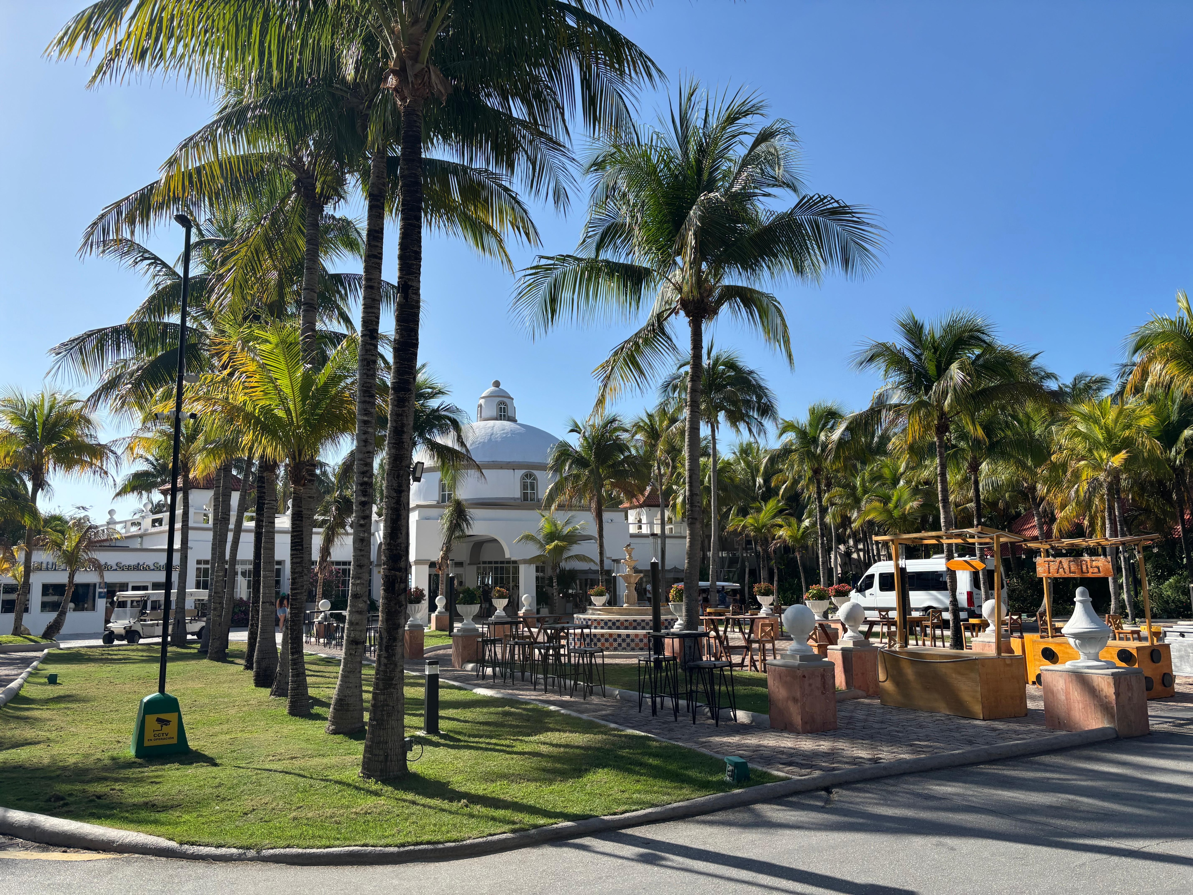 Central plaza at El Dorado resort where Mexican Fiestas take place weekly 