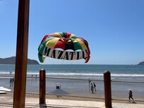 View of the beach from the pool deck